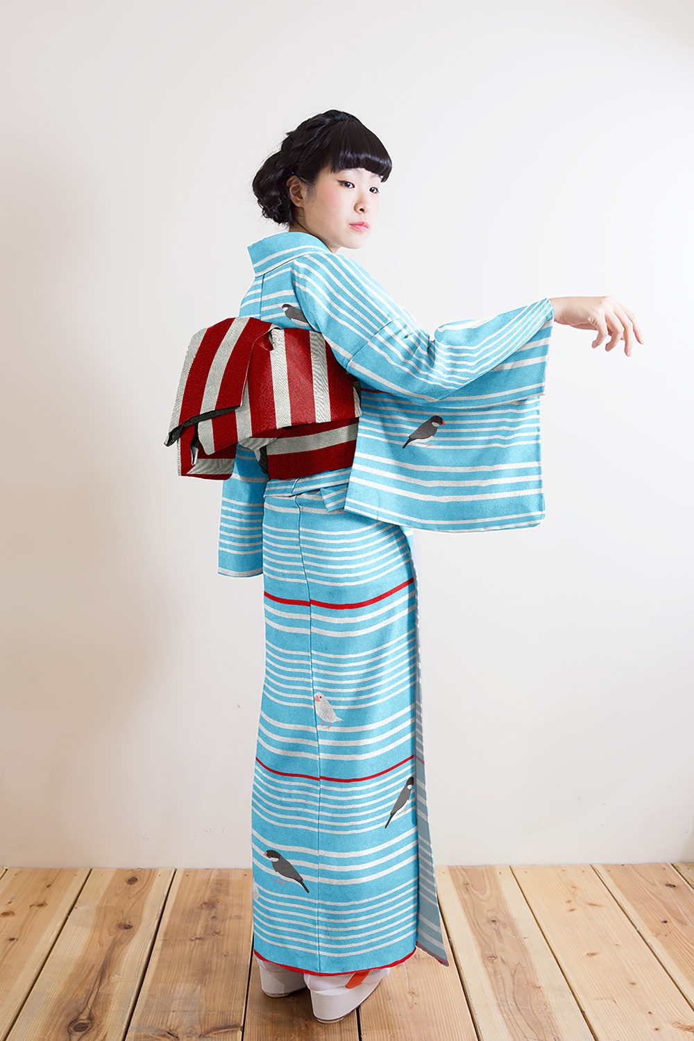 セオα夏着物・浴衣（文鳥/ブルー） SAK-SK43101b | さく研究所