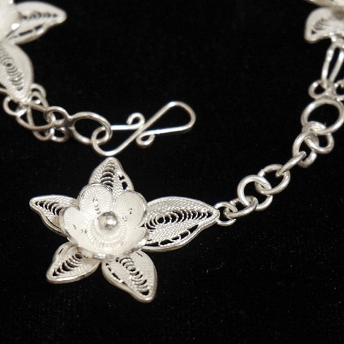 トルコ伝統の銀線細工 テルキャーリ ブレスレット TK-B16-FLW1