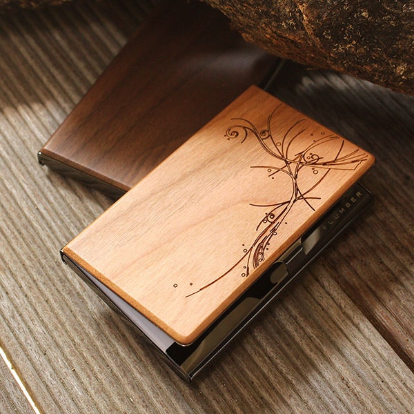 CARD CASE」重厚感のあるステンレス素材と銘木をあわせた木製名刺入れ