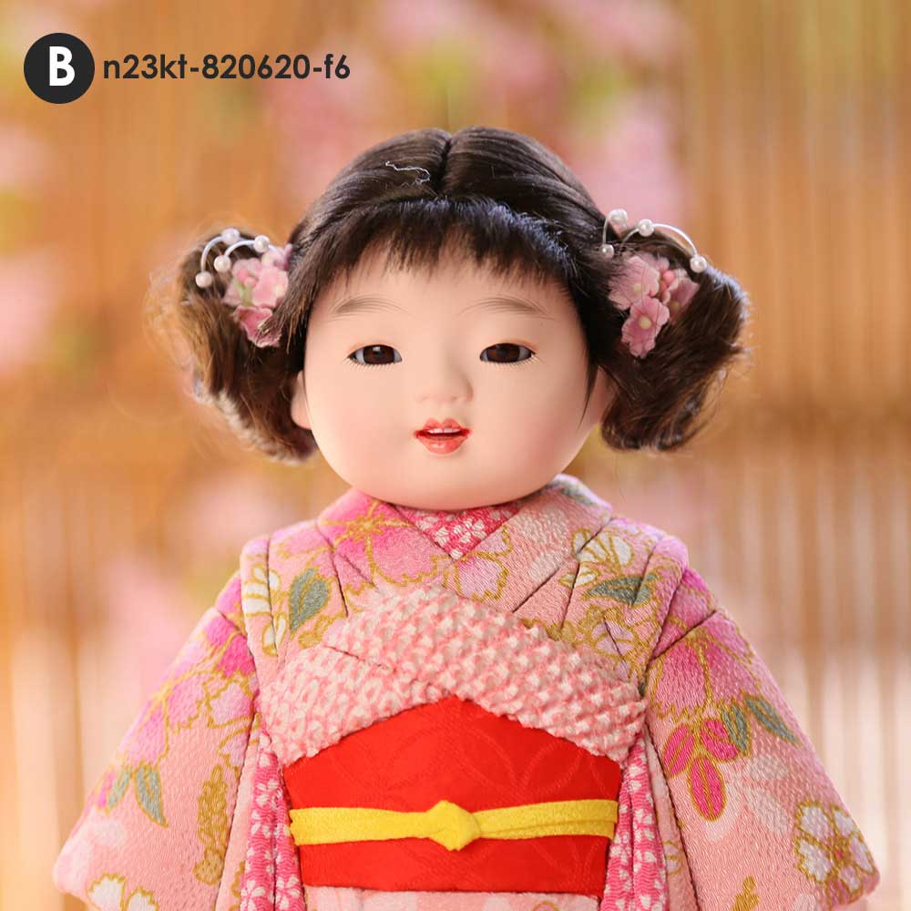 市松人形 齊藤公司作 ミニ松820口開き 横幅16.5cm