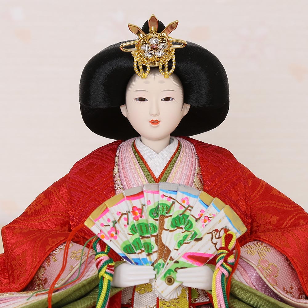 雛人形 うるはし雛 小三五親王 親王飾りピンク富士三曲屏風 横幅60cm