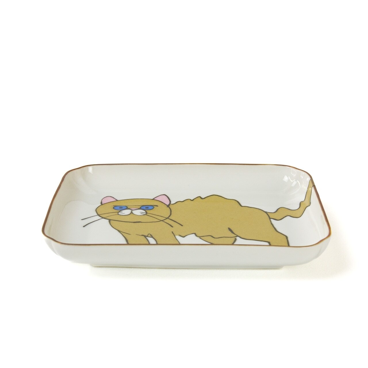 クタニシール ネコ・ジェラシー 長角皿 取り皿 菓子皿【九谷焼 上出長