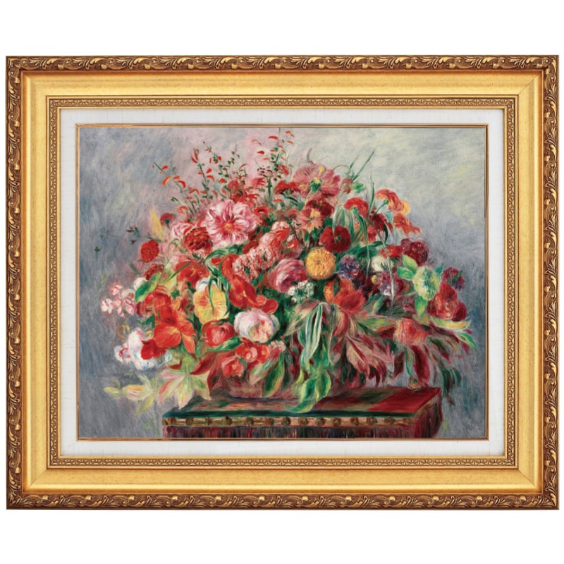 ルノワール 花かご 10号 立体複製名画 絵画 額付き インテリア