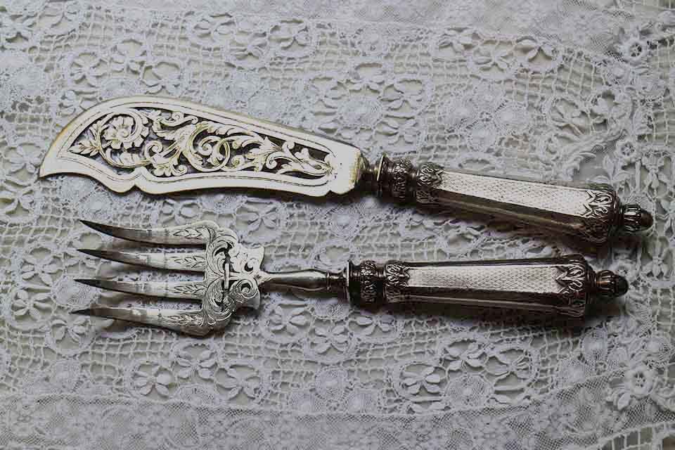 フランス シルバーサービングナイフ＆サービングフォーク 2170