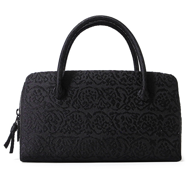 夏の葵バッグ「絽 縞」 黒｜和装バッグ 着物用バッグ