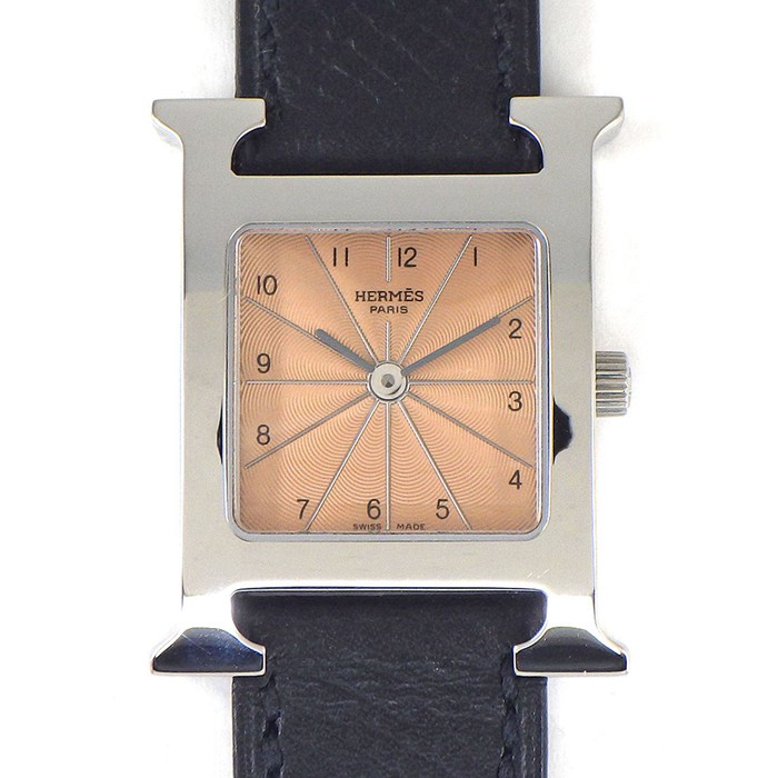 エルメス HERMES 腕時計 Hウォッチ HH1.210 スクエア コーラル ピンク
