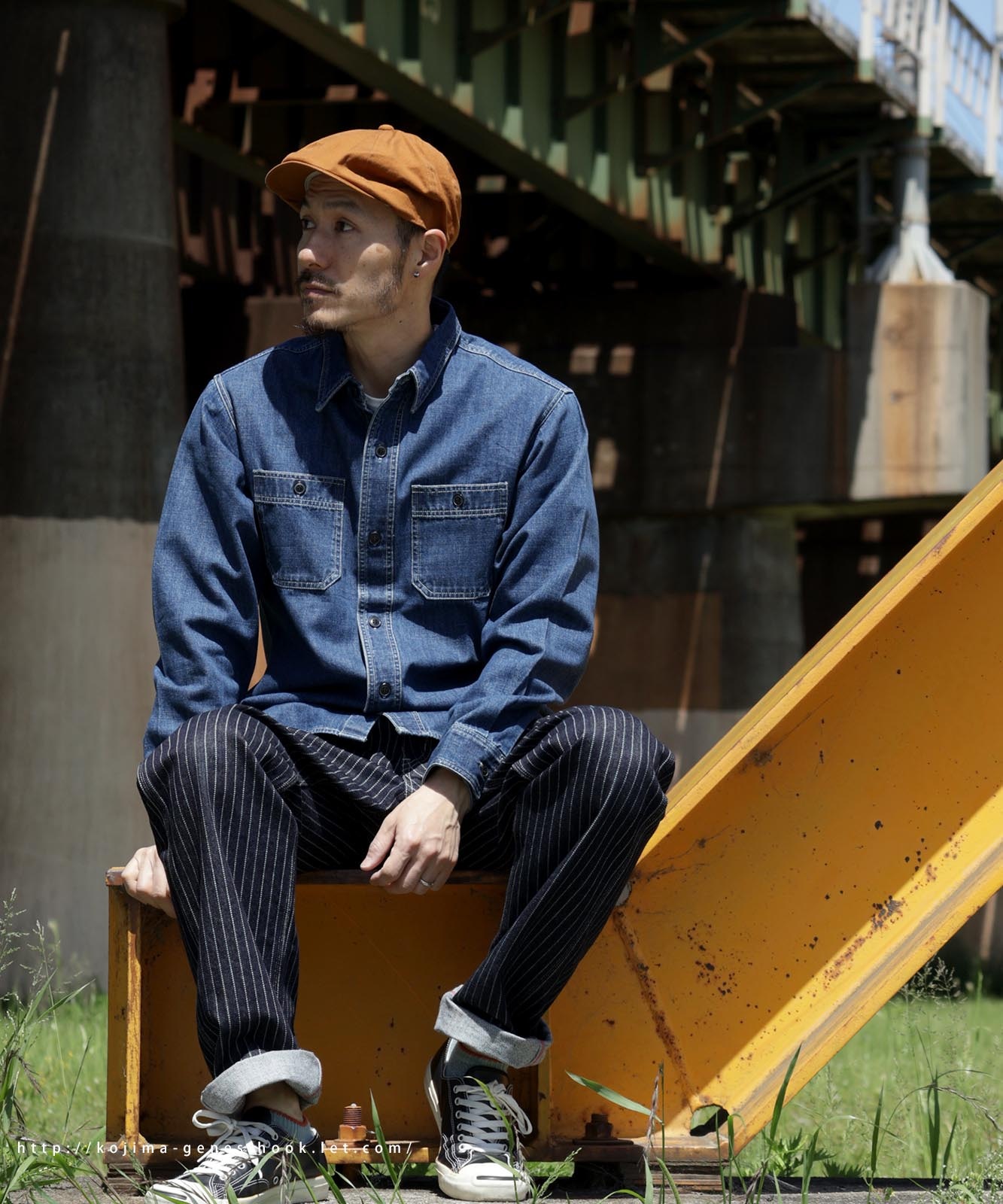 Denim Work Shirt Usedwell by KGR / デニムワークシャツ ユーズド