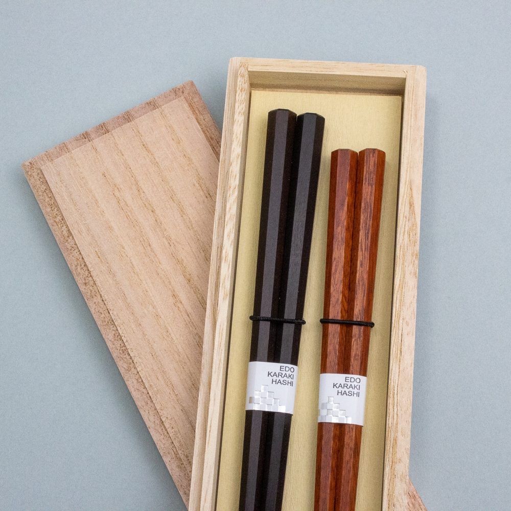匠技 総八角黒檀・紫檀 夫婦箸 桐箱入り | 箸先の形で選ぶ | 株式会社