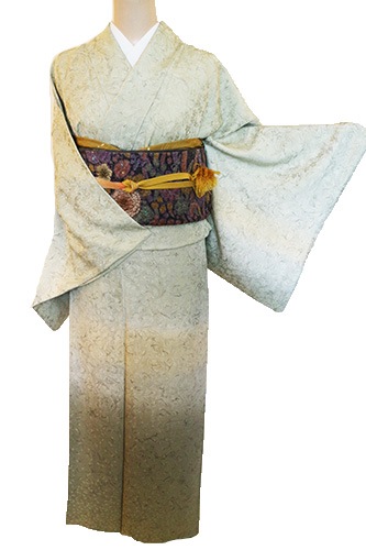 正絹訪問着レンタルフルセット「墨流しに横段ぼかし」 | レンタル着物