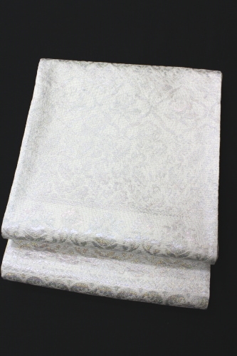 西陣織華翔苑 藤本仁謹製袋帯「プラチナ箔 横段小花華紋」 | 販売着物