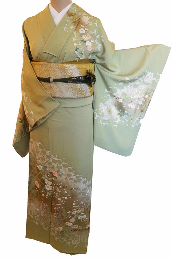 正絹訪問着レンタルフルセット「金彩に菖蒲椿菊」 | すべての商品