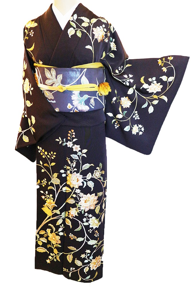 正絹訪問着 レンタルフルセット「蘇州相楽刺繍 唐花」 | レンタル着物