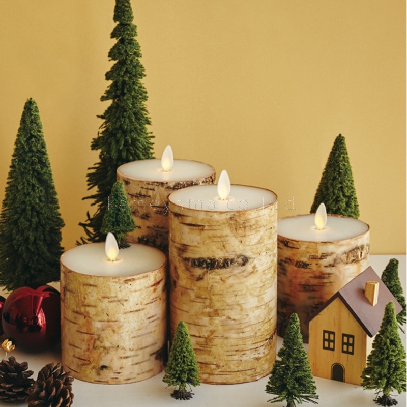 LEDキャンドル『LUMINARA(ルミナラ)【バーチピラー3．5×4インチ】新