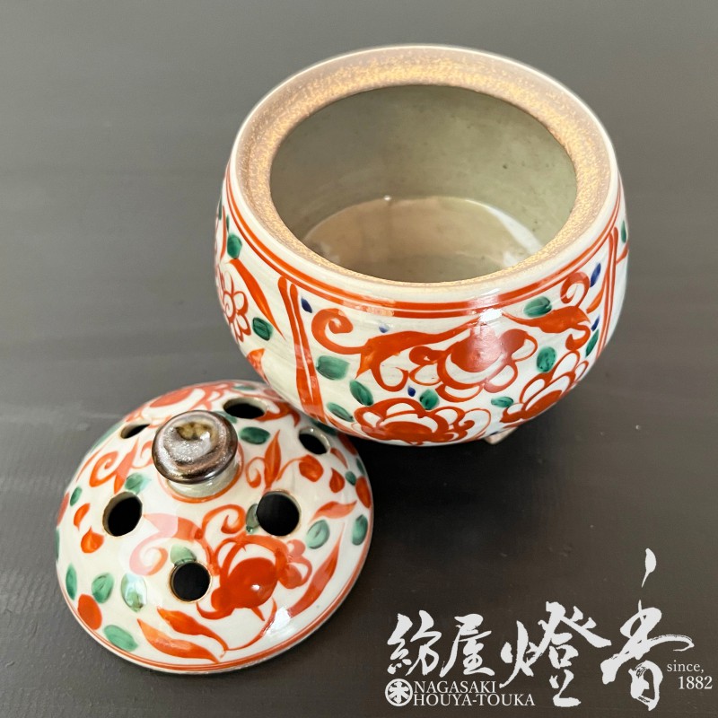 香器『香炉【赤絵香炉-AKAEKOURO-】京焼・清水焼/玉風[空焚用]』龍心堂