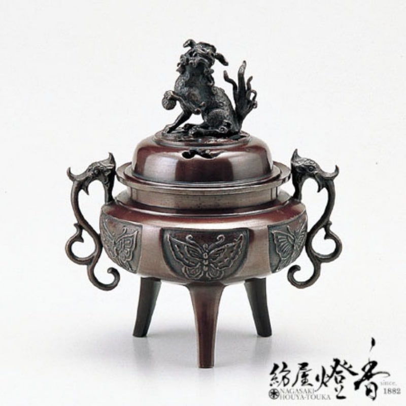 香炉/香器『高岡銅器【大和型獅子蓋香炉[大]徳色】銅製』竹中銅器