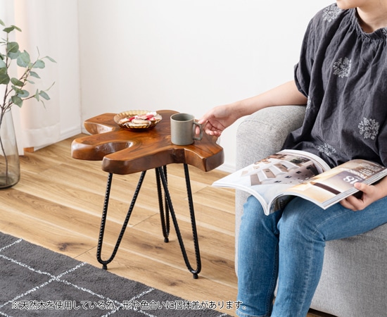 ソリッドウッドサイドテーブル｜TTF-185｜天然木｜素材を活かした机