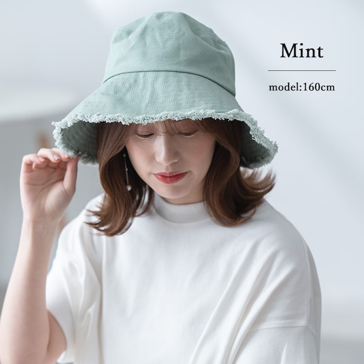 帽子 レディース バケットハット uv フリンジ キャンバス 裏メッシュ