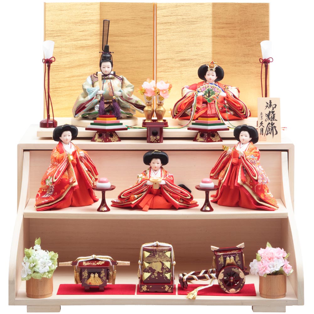 京都雛の会 平安桂甫作 毛氈七段 十五人飾り 4HR-D29 | 段飾り