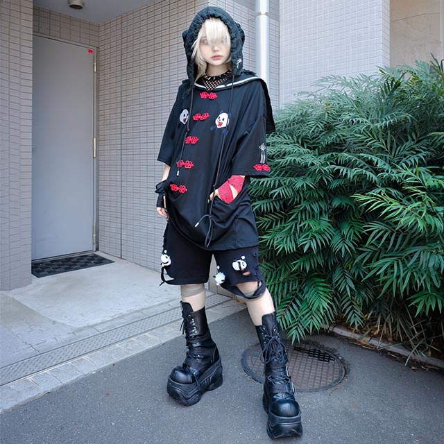 パンダ チャイナセーラー【BLACK】｜LISTEN FLAVOR(リッスンフレーバー