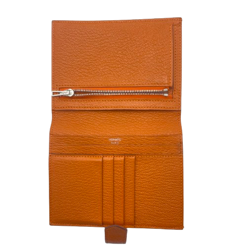 エルメス ベアンコンパクト オレンジ シェーブル シルバー金具 U刻印