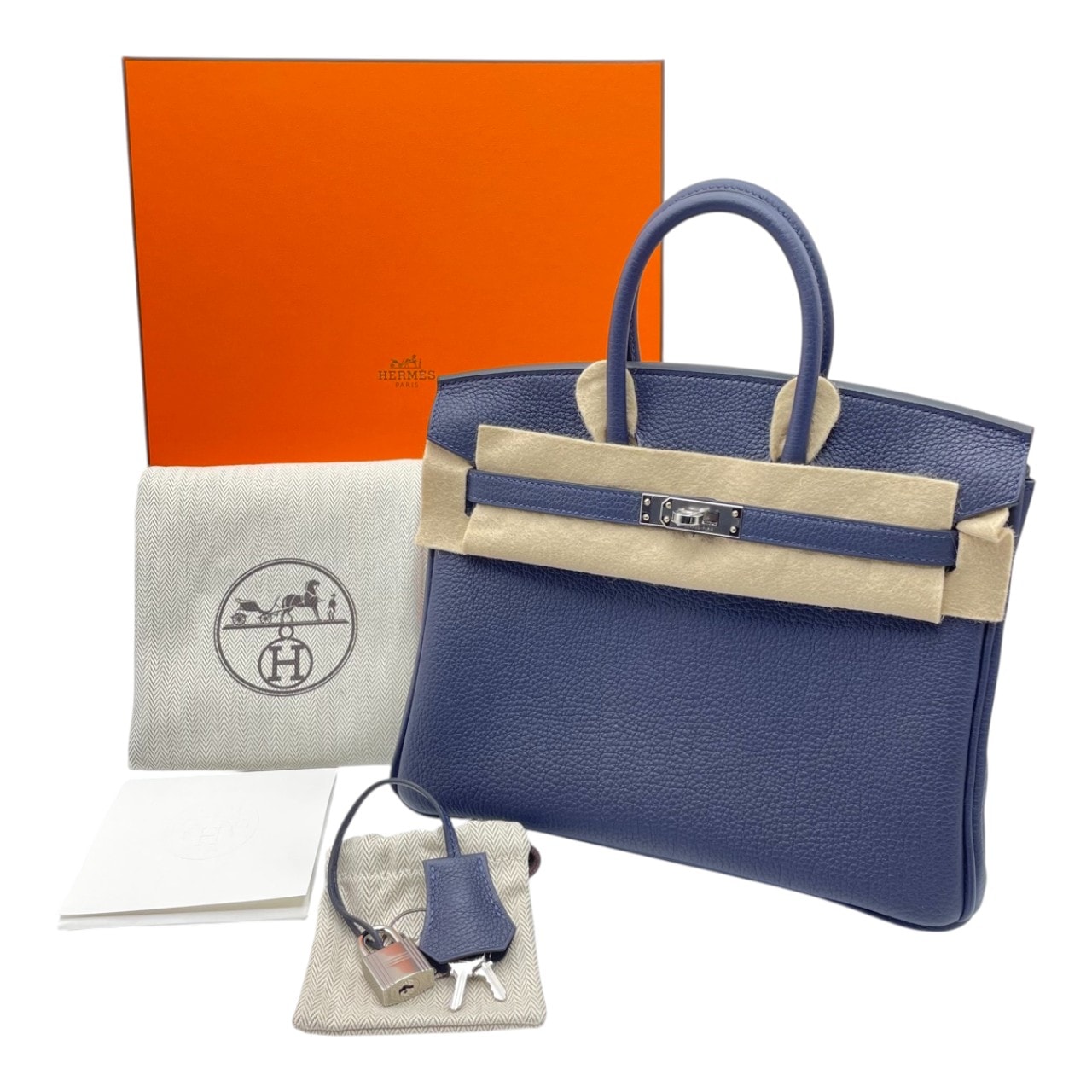 エルメス バーキン 25 ブルーニュイ トゴ シルバー金具 K刻印