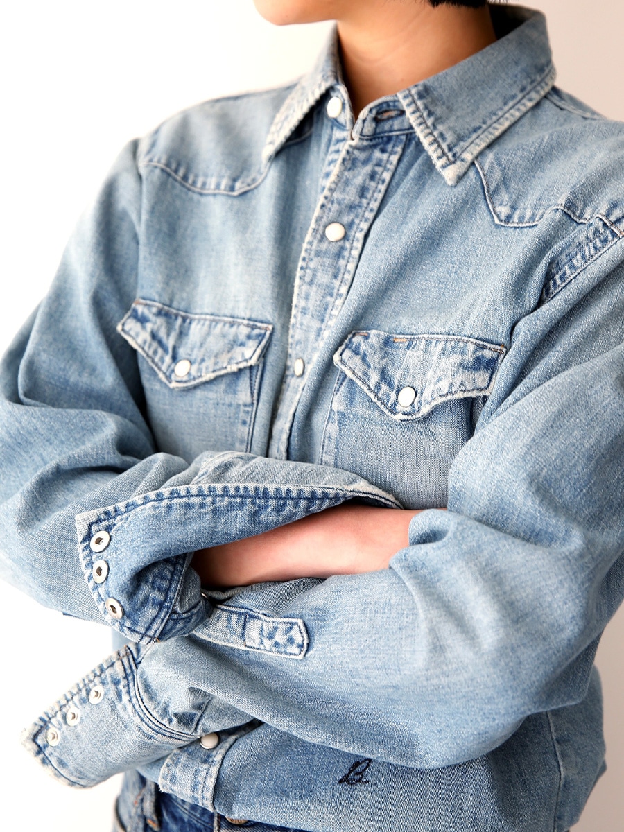 SHREDDED HEM WESTERN SH DENIM | SHIRT/BLOUSE | MADISONBLUE