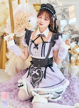 ピンクは予約】もこもこキャンディリボンメイド《オリジナルコスプレ10