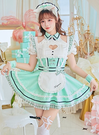 即日発送】マカロングリーンキャットメイド《ホワイトデーコスプレ8点
