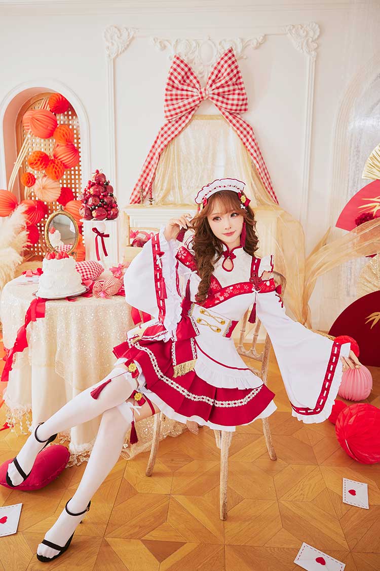 即日発送】ブルームルージュ巫女メイド《オリジナルコスプレ6点セット