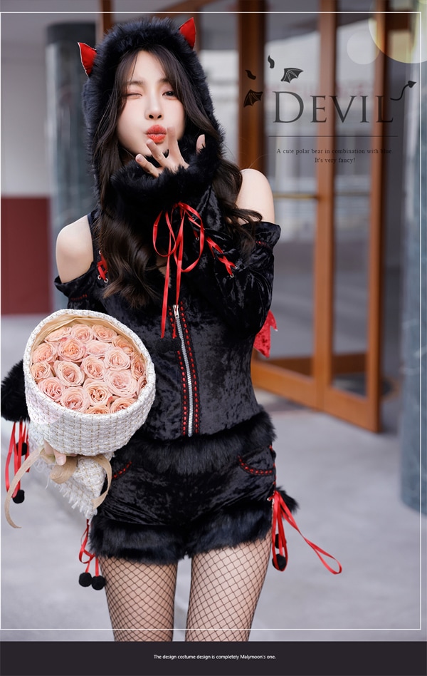 即日発送】ロングスリーブデビル《ハロウィンコスプレ4点セット