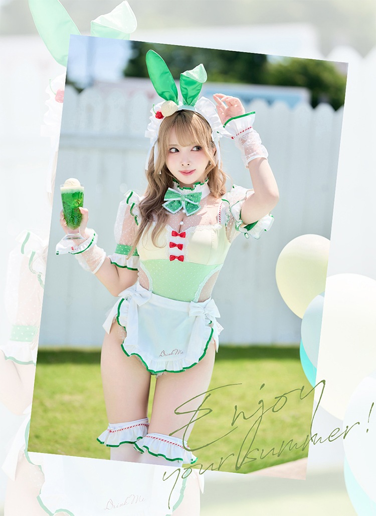 即日発送】クリームソーダバニーメイド《ハロウィンコスプレ8点セット