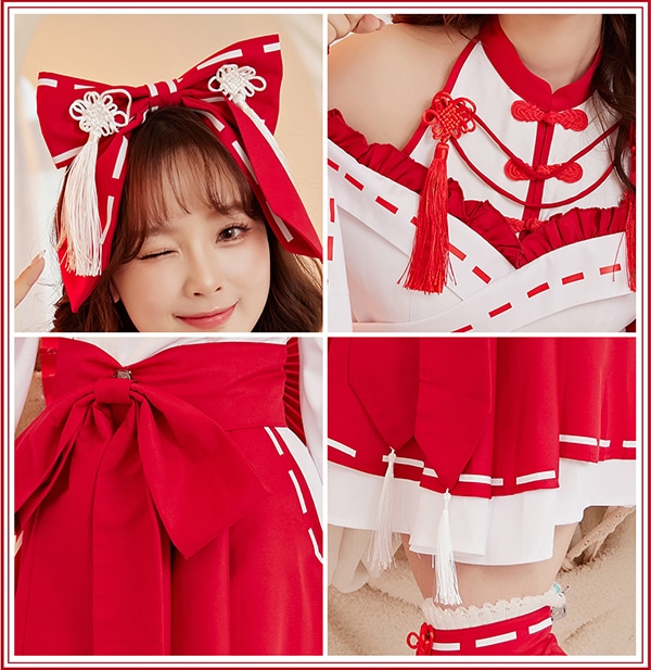 即日発送】ホルターネック巫女レディ《ハロウィンコスプレ6点セット