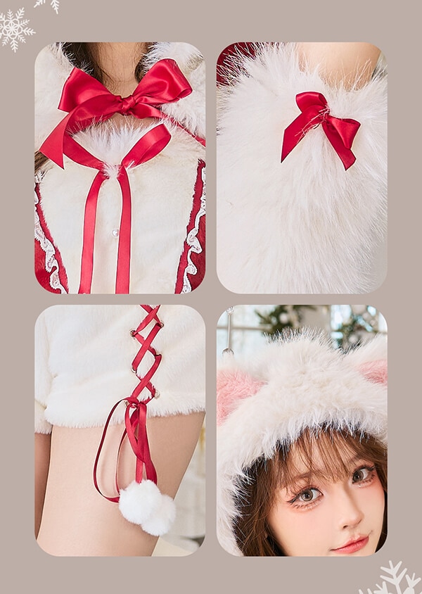 即日発送】ふわふわメレンゲリボンキャットサンタ《クリスマスコスプレ