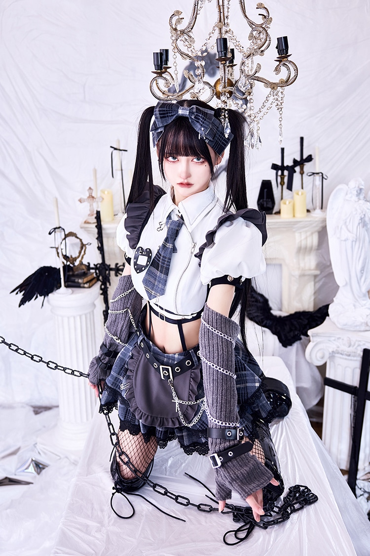 即日発送】ガーリーチェックパンククラッシュメイド《オリジナル