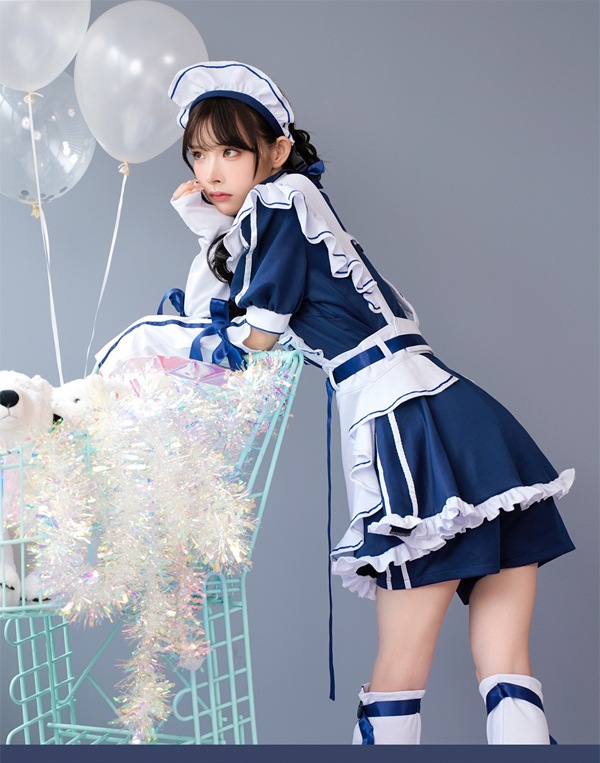 即日発送】ミッドブルージャージメイド《ハロウィンコスプレ6点セット