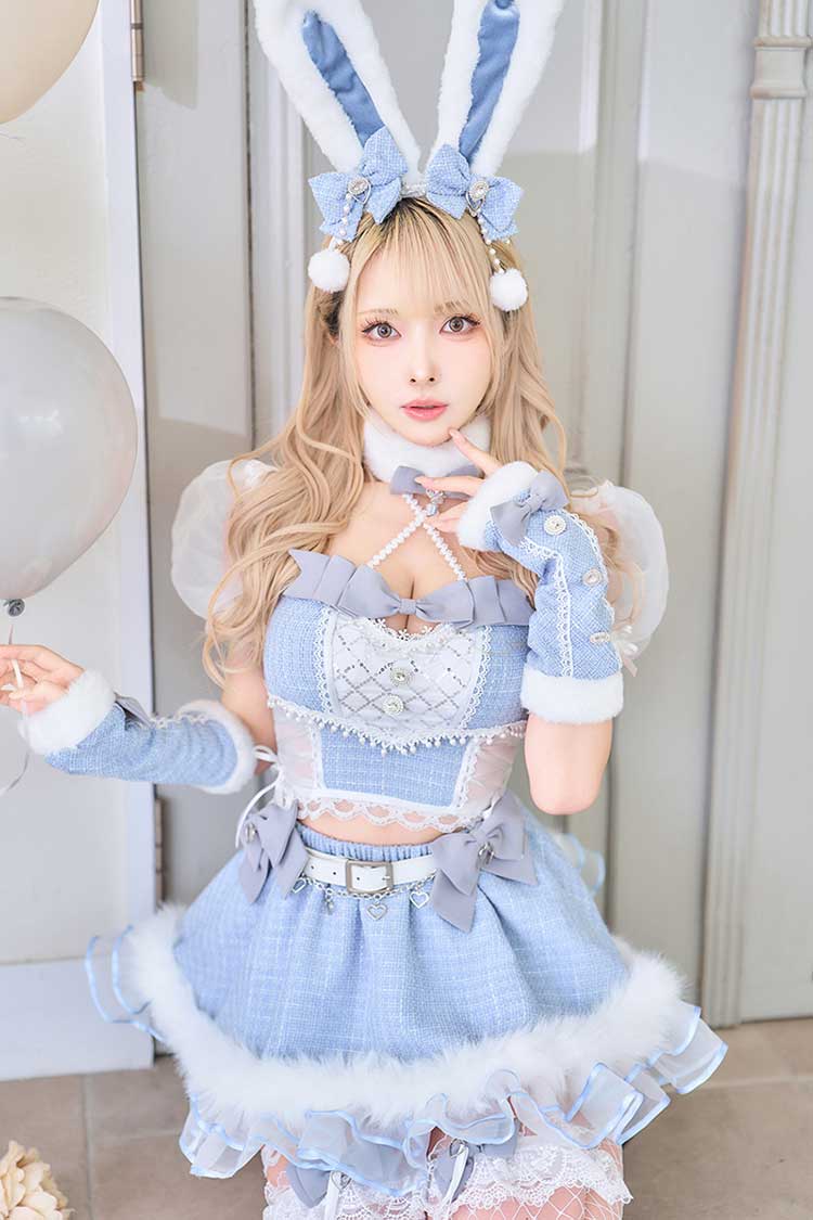 ライトブルー/ピンクは予約】ツイードバニーセットアップ《オリジナル