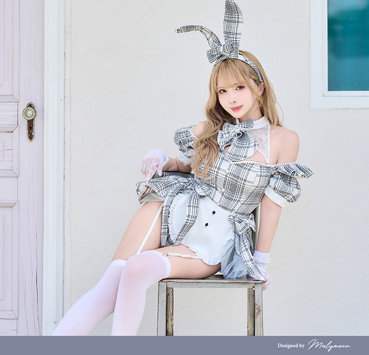 ライトグレー×チェックは予約】マスキュリンバニースーツ《オリジナル