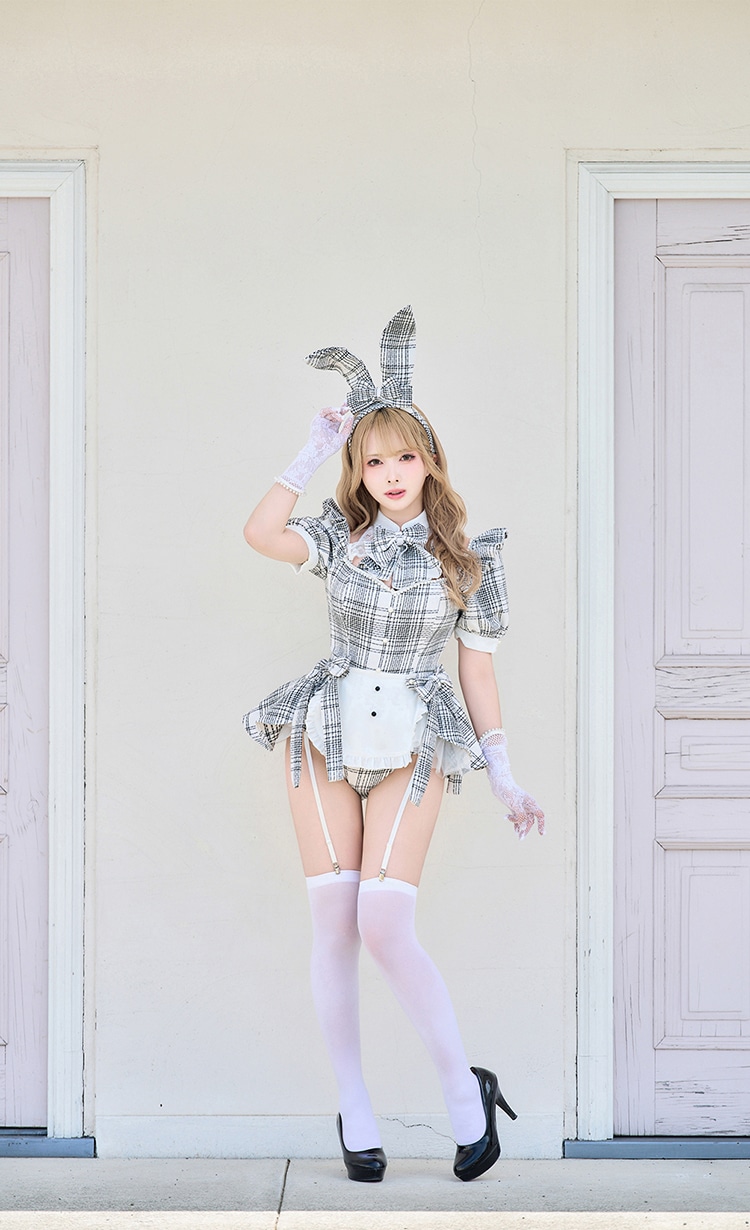 ライトグレー×チェックは予約】マスキュリンバニースーツ《オリジナル