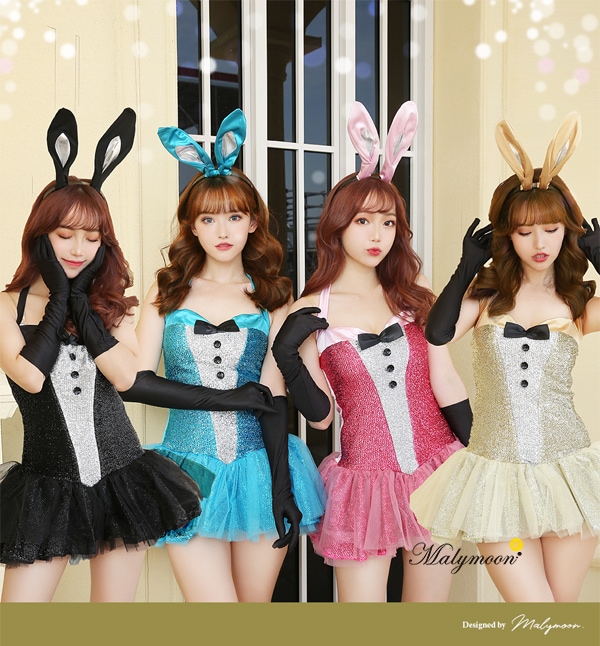 即日発送】キラキラバニーガール《ハロウィンコスプレ4点セット