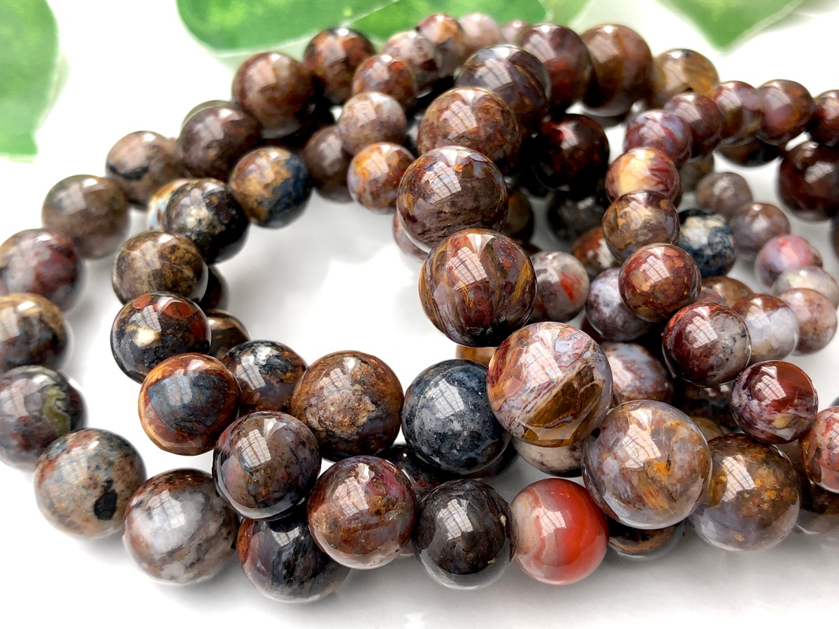 希少☆芸術的な模様と色彩☆ナミビア産☆天然石ブレスレット/ミックス