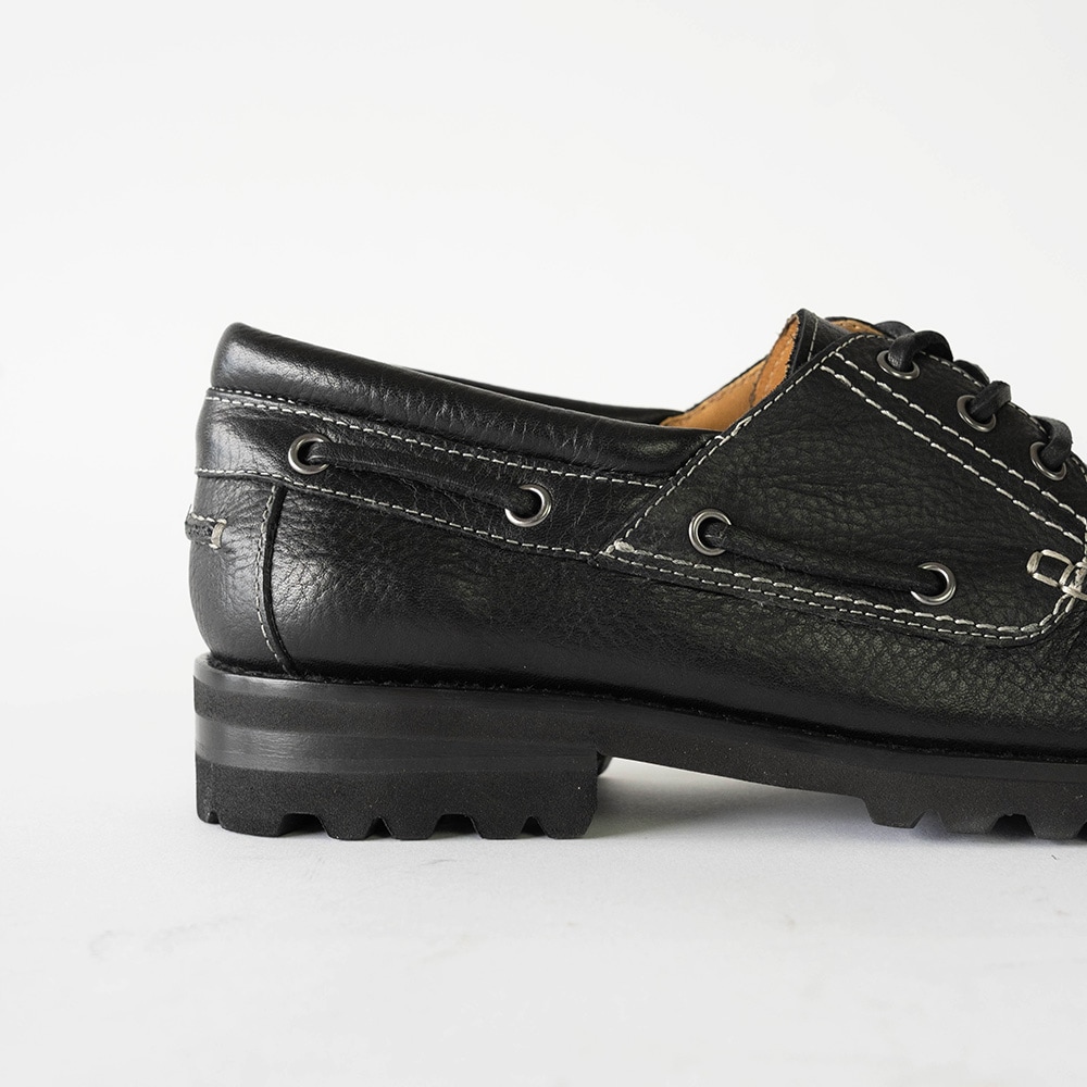 デッキシューズ メンズ モカシンローファー 革靴 NEVADA BLACK 外羽根