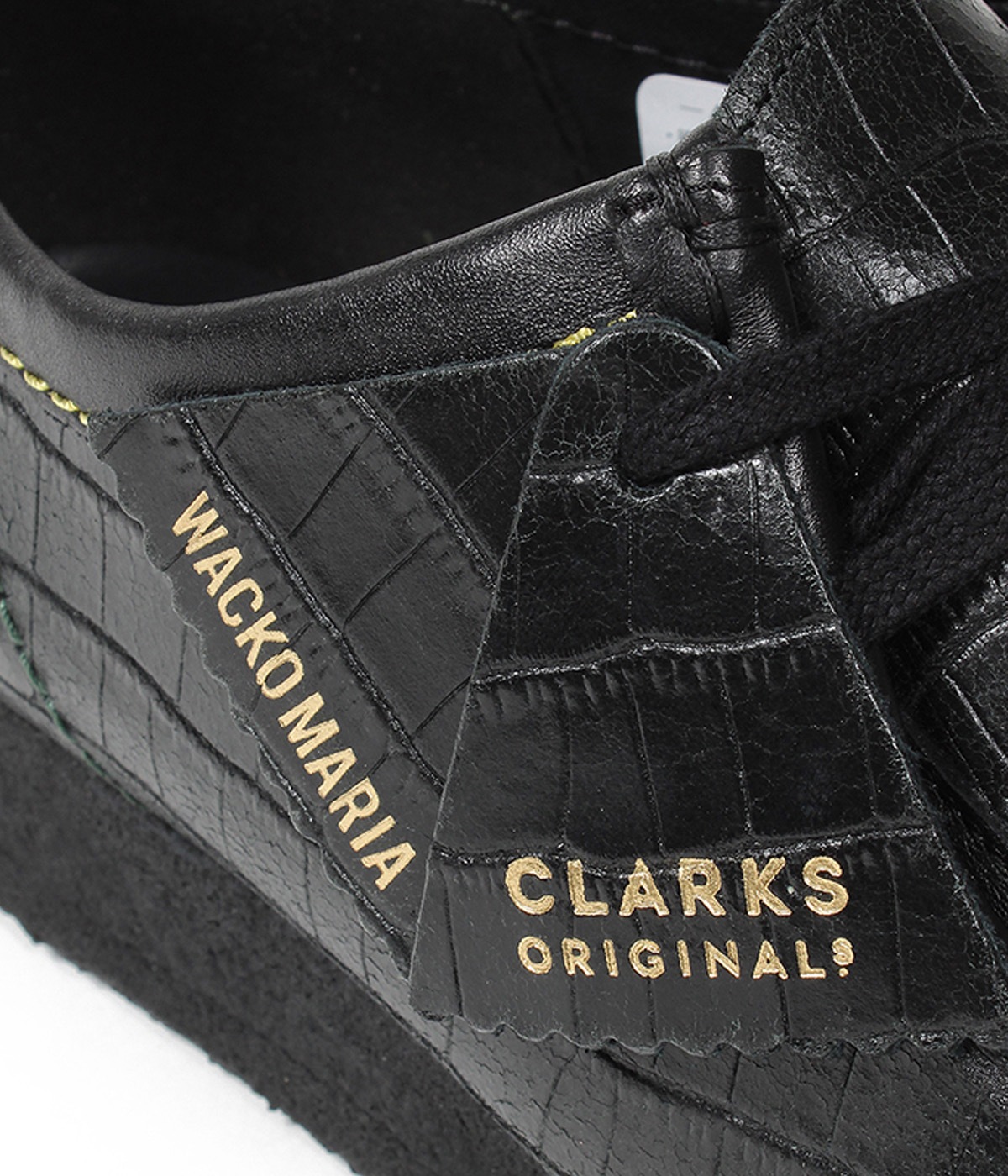 CLARKS ORIGINALS / CROCODILE EMBOSSED LEATHER WALLABEE【BLACK