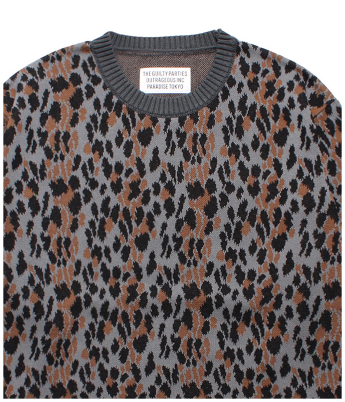 LEOPARD JACQUARD KNIT SWEATER【GRAY】｜WACKO MARIA｜MELTING POT