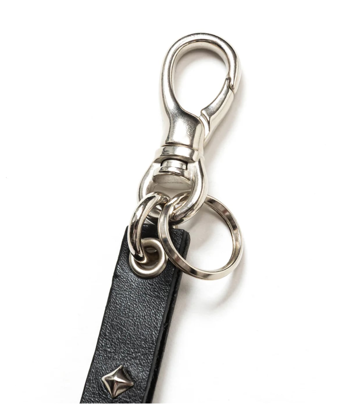 STUDS & KNITTING LEATHER SHORT KEY RING【BLACK】｜CALEE｜MELTING