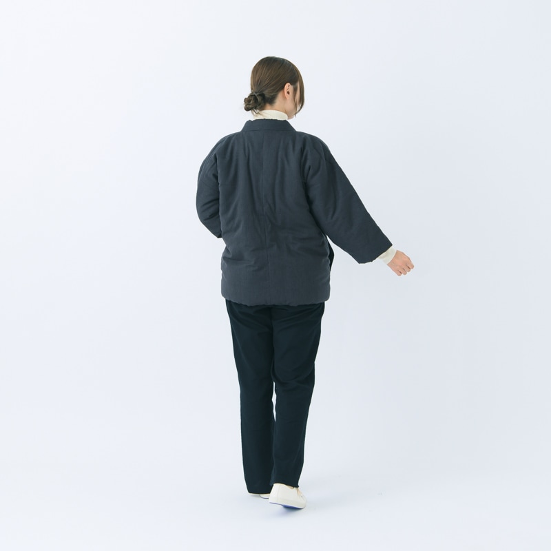 半纏［山並みはんてん shortsized］紺・グレー 混紡わた ショート67cm