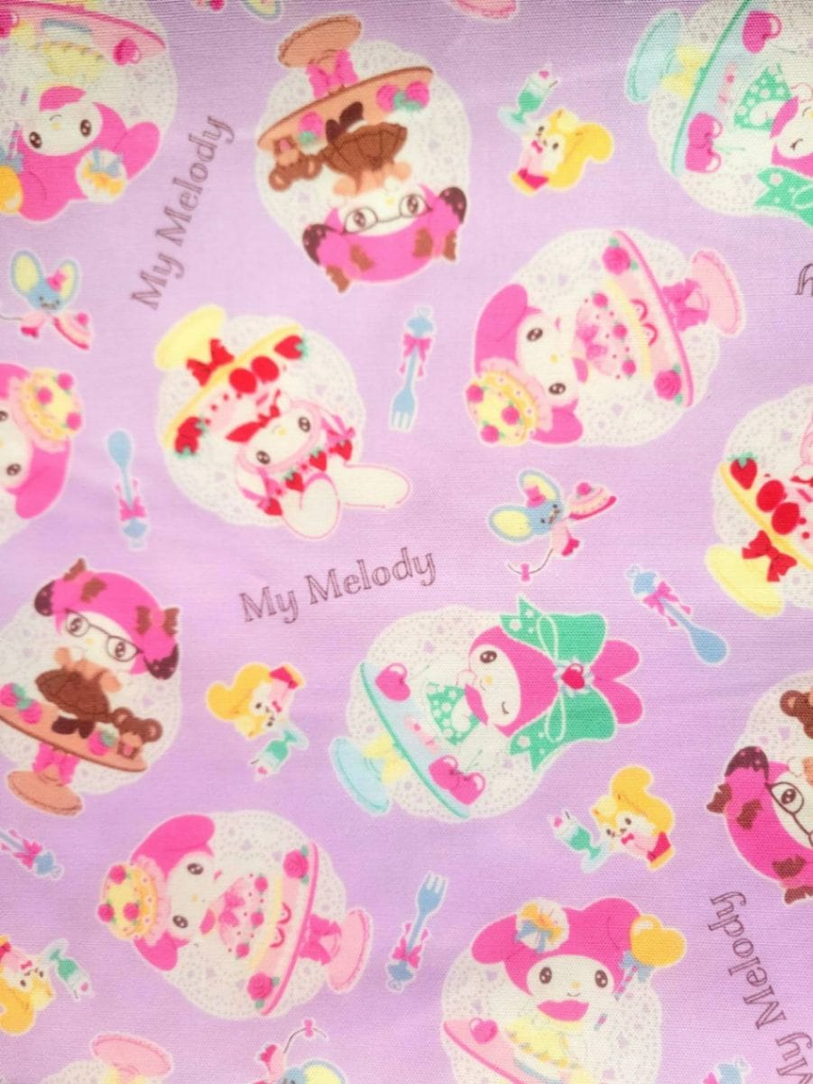 サンリオ マイメロディ スイーツ柄 オックス生地 ラベンダー｜入園入学