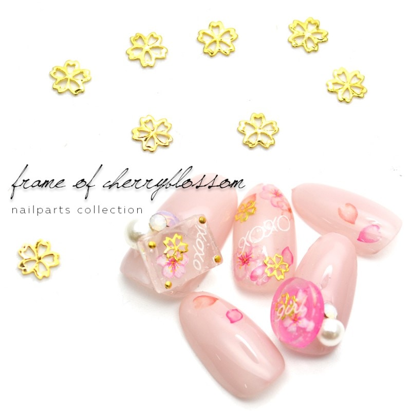 ネコポス 送料無料】桜フレームパーツ 4mm ゴールド | ネイルアート