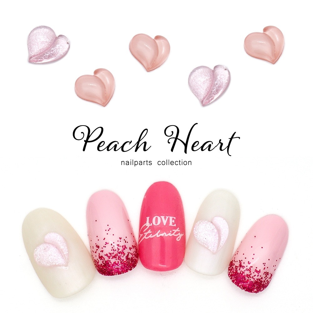ネコポス送料無料】ネイルパーツ ピーチハートパーツ 全2色 [10個入り