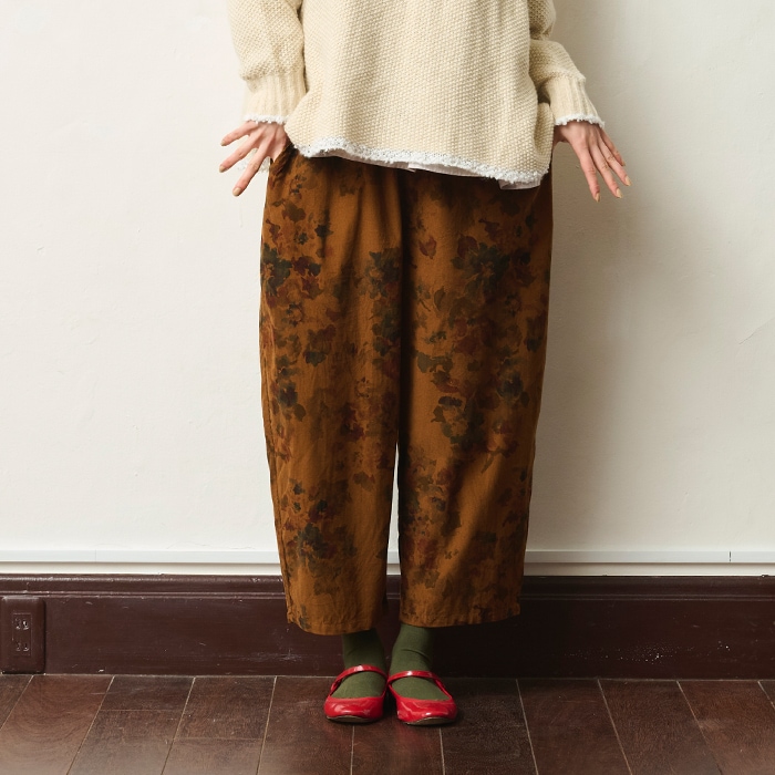 NARU(ナル) 21コーデュロイオーバーダイプリント エッグパンツ 656826