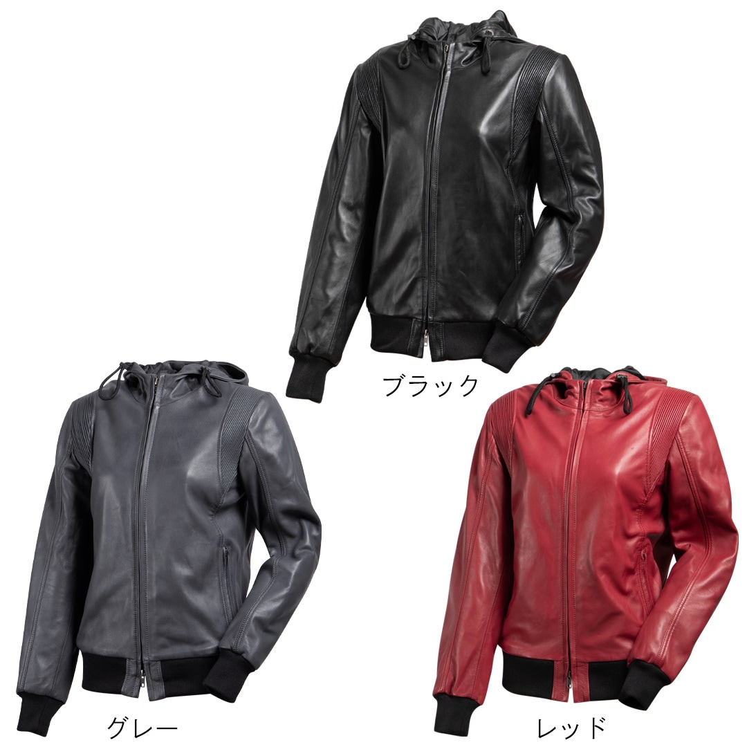 バイク レディースフード付きレザージャケット[FR25WJ-5] ウェア